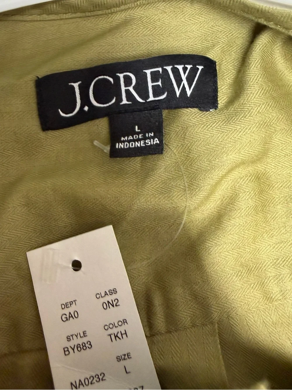 J. Crew Olive Lightweight top cotton size L NWT
